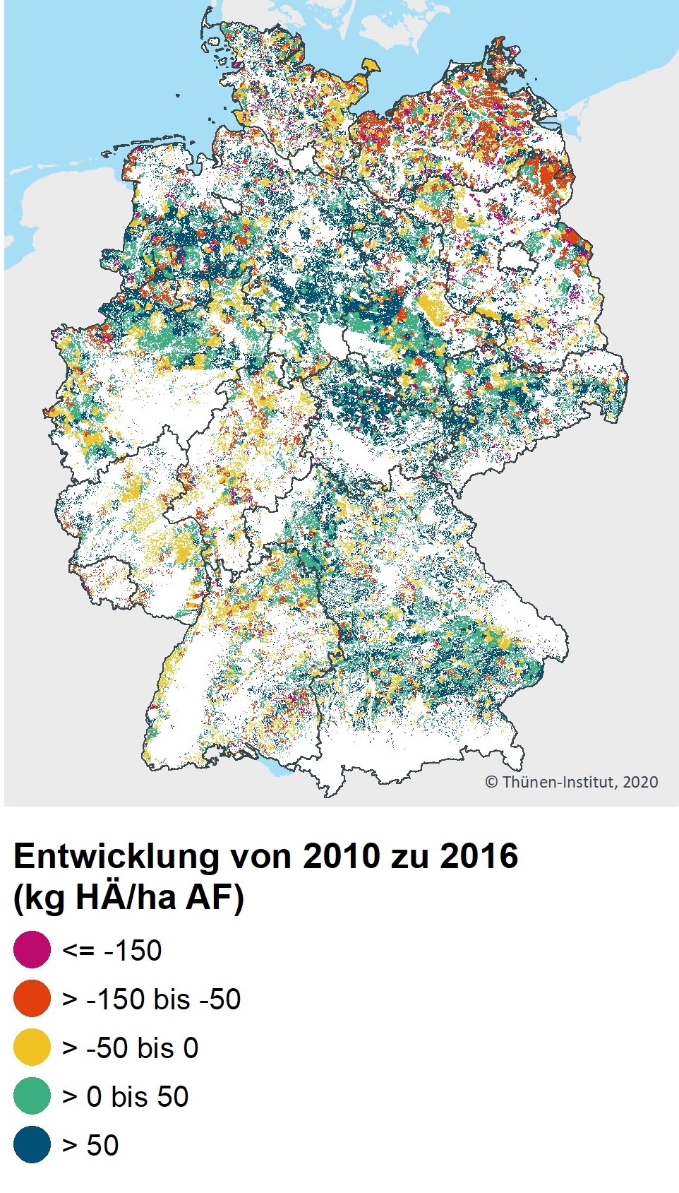 Karte von Deutschland mit verschiedenen Einfärbungen