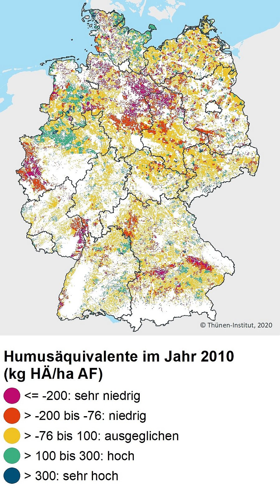 Karte von Deutschland mit verschiedenen Farben