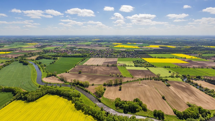 Luftbild einer Kulturlandschaft