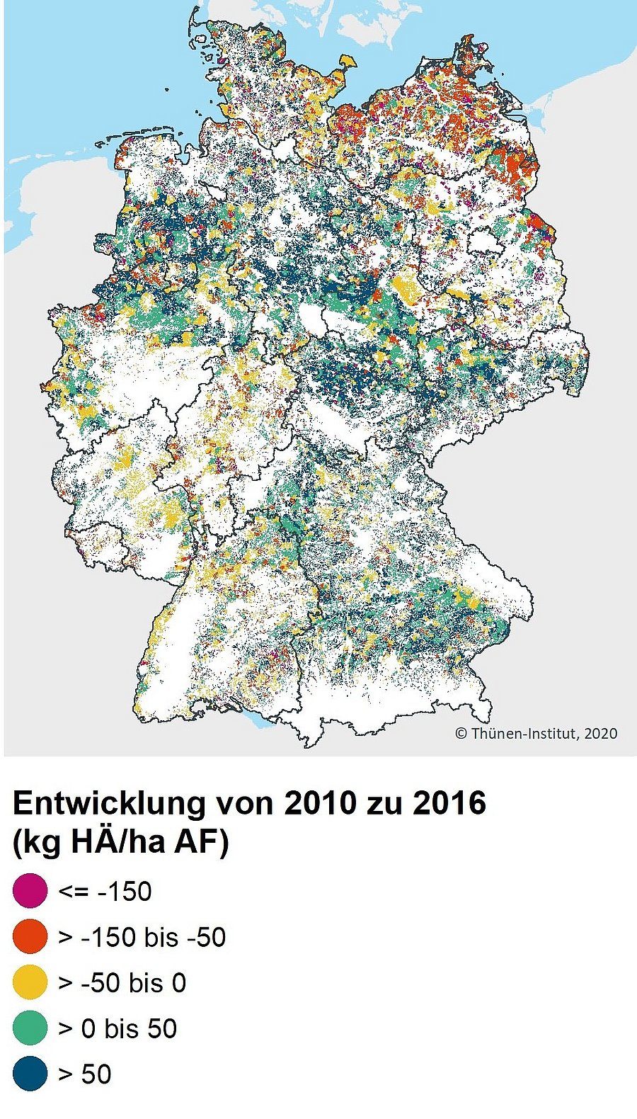 Karte von Deutschland mit verschiedenen Einfärbungen