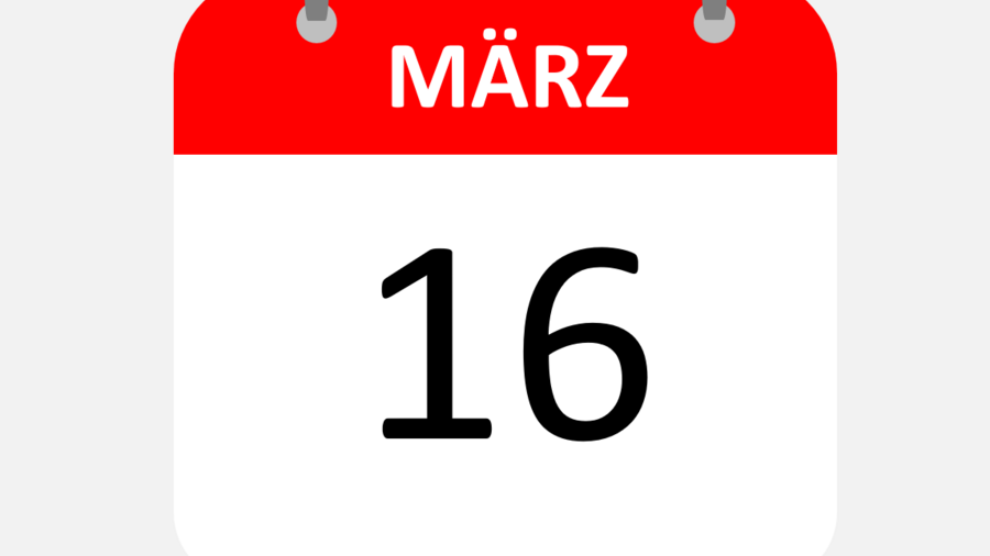 Abbildung eines Kalenderblatts vom 16. März